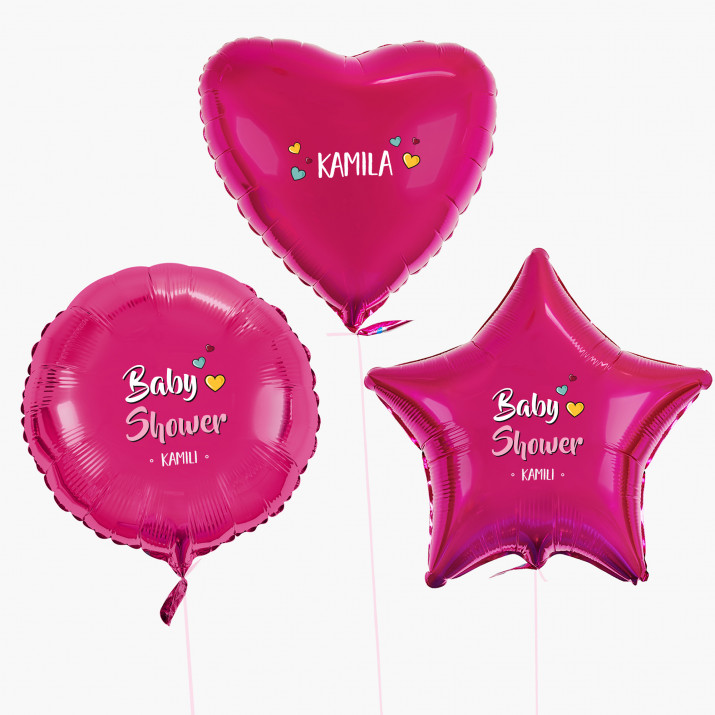 Baby shower dziewczynka - Zestaw balonów z helem - Kształty